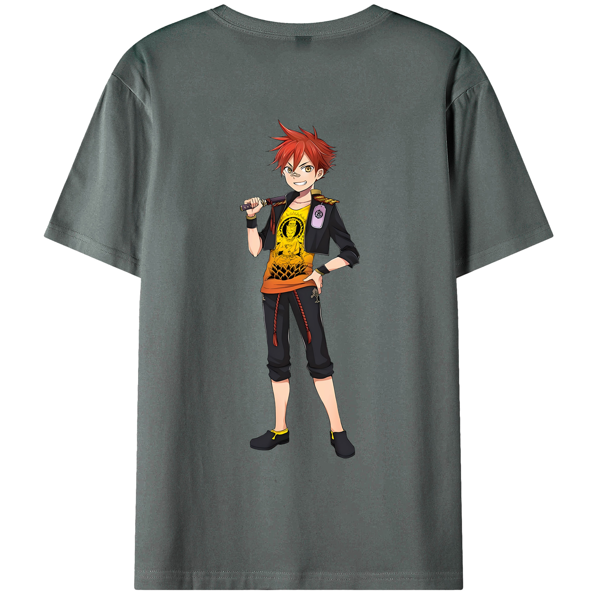 （画像用） 刀剣乱舞 Touken Ranbu 綿100％ メンズ半袖Tシャツ（バックプリント） 通気性
